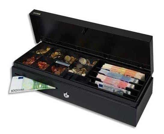 mini tiroir caisse avec billets et monnaies 19x15cm
